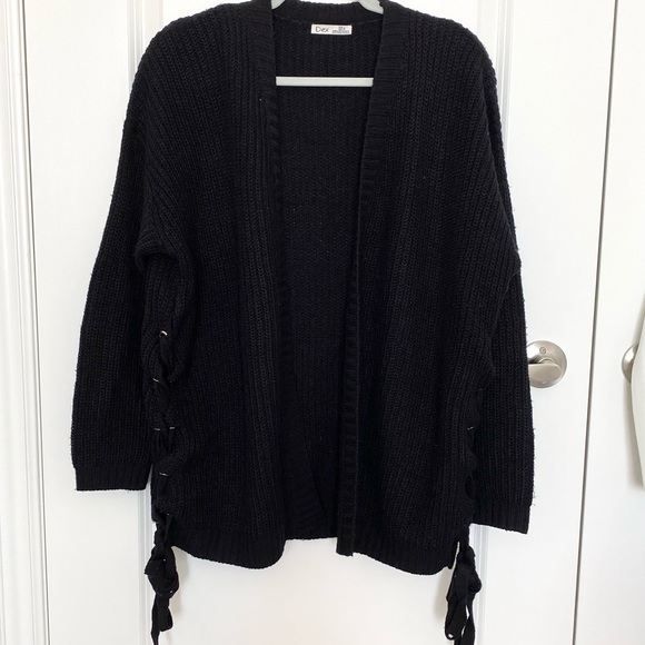 Dex Black Knit Cardigan w Tie Detail 3/$30 - Picture 3 of 11